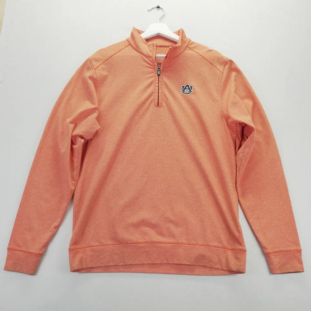 Cutter & Buck Auburn Tigers Mens Medium Orange CB DryTec Quarter Zip MCK09264
